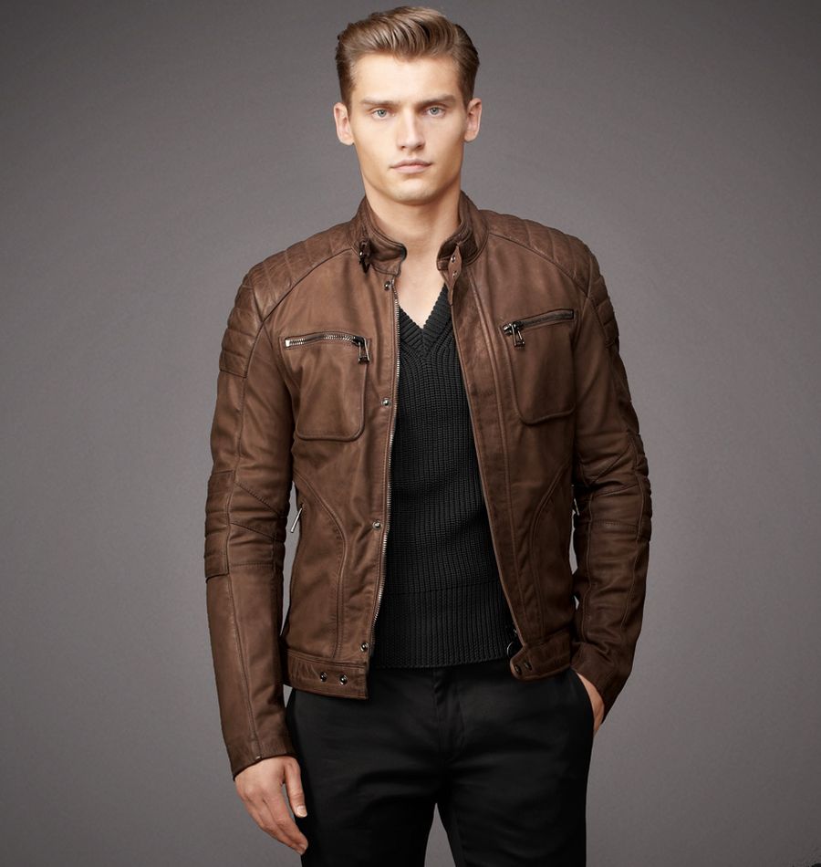 Men's Tan Waxed Brown Slim Fit Classic Leather Jacket- Supreme Leather